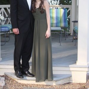 Army green/gray prom dress